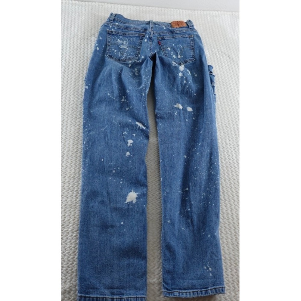 VTG Levi's Size 12 Jeans 550 Classic Relax Taper Distress Destroyed Ripped Blue - Picture 4 of 15